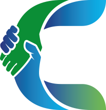 Group of people making a C